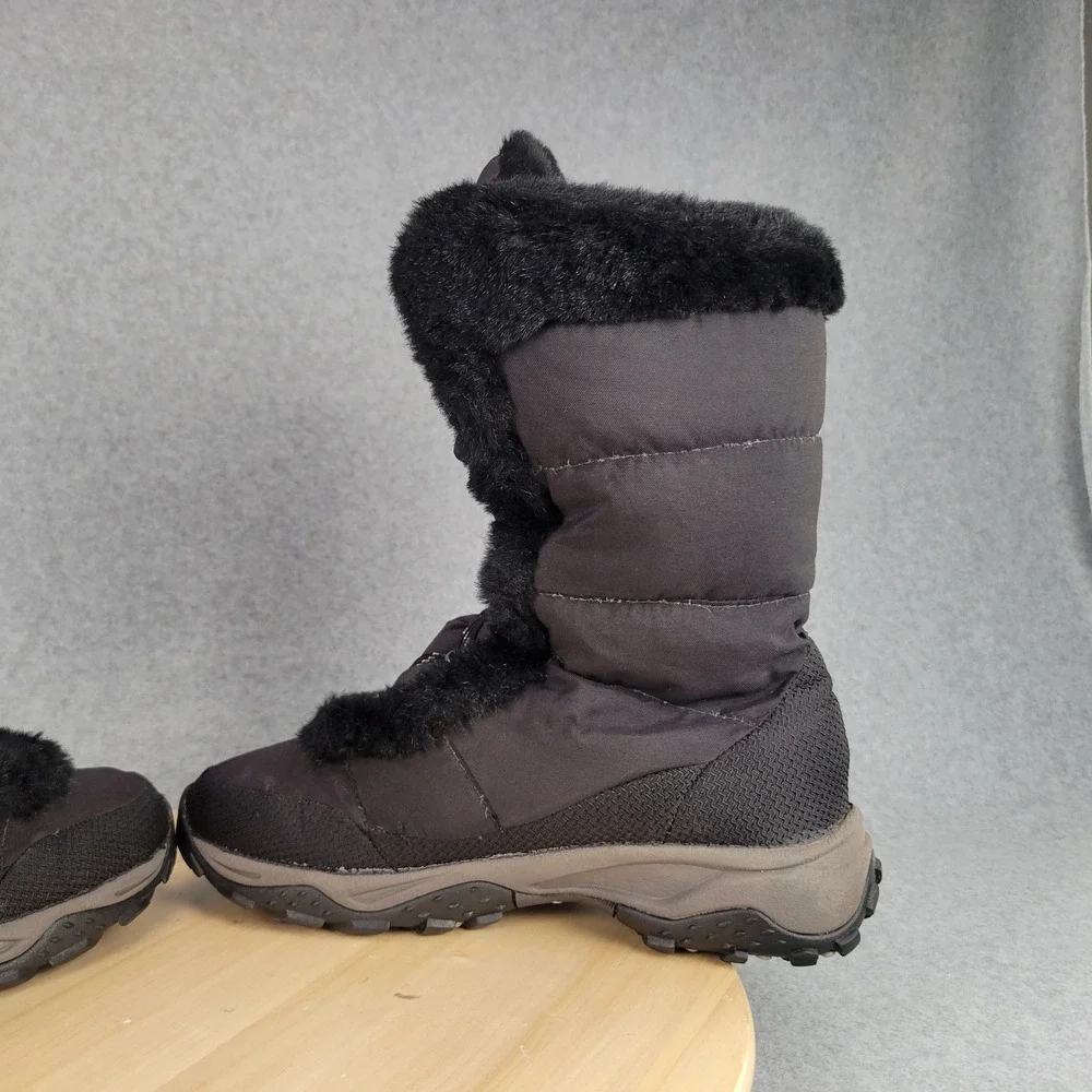 The North Face Nuptse Fur Snow Boots Women 7.5 Black Down Insulated IcePick